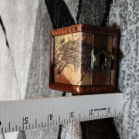 RETRO DISPLAY ORGANIZER STORAGE JEWELRY EAGLE SMALL WOODEN TREASURE BOX - Picture 6 of 12